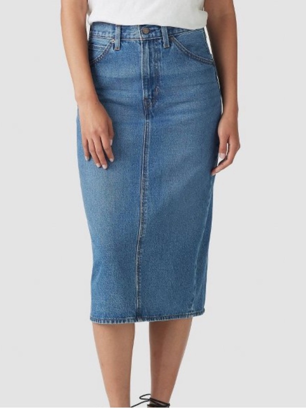 NWT Levi's Blue Denim Midi Pencil Skirt